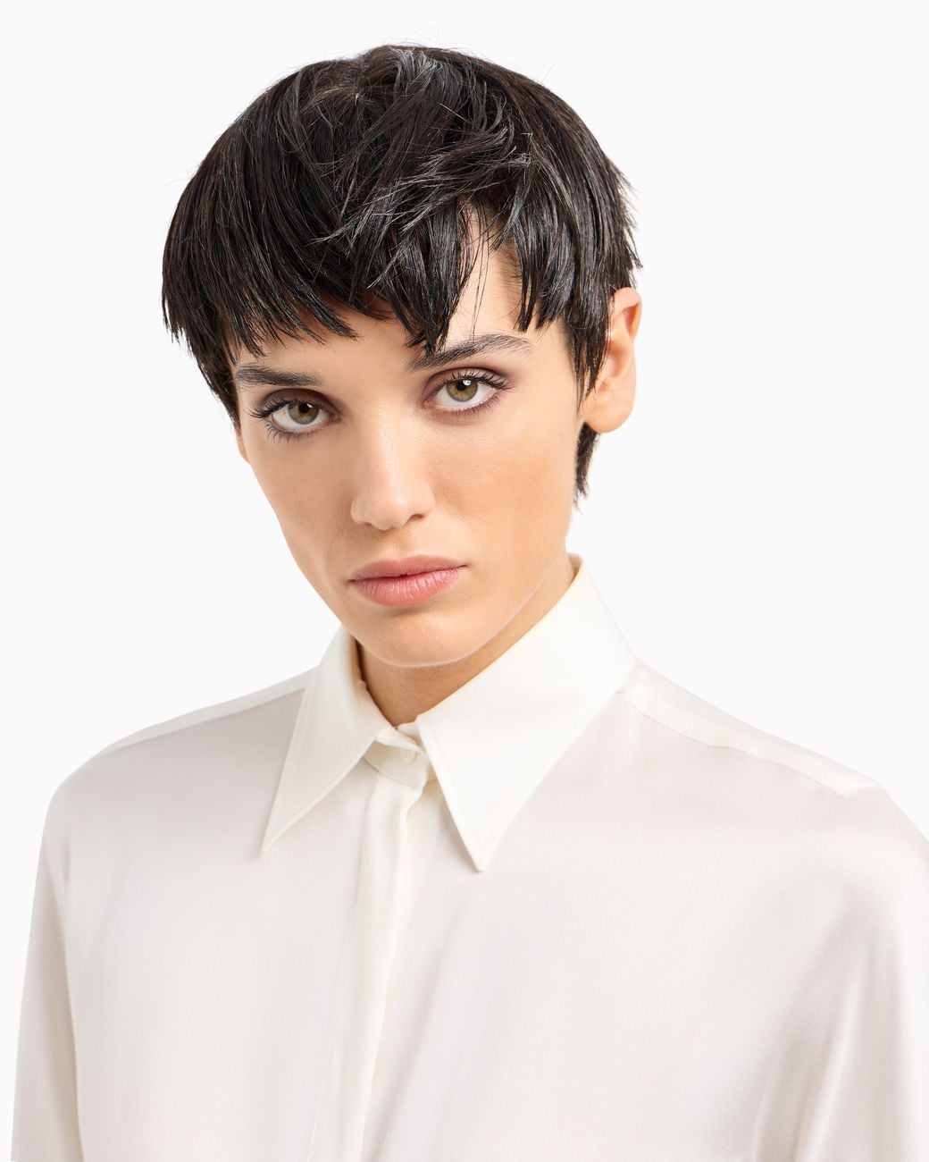 Giorgio Armani White Pure Silk Charmeuse Shirt