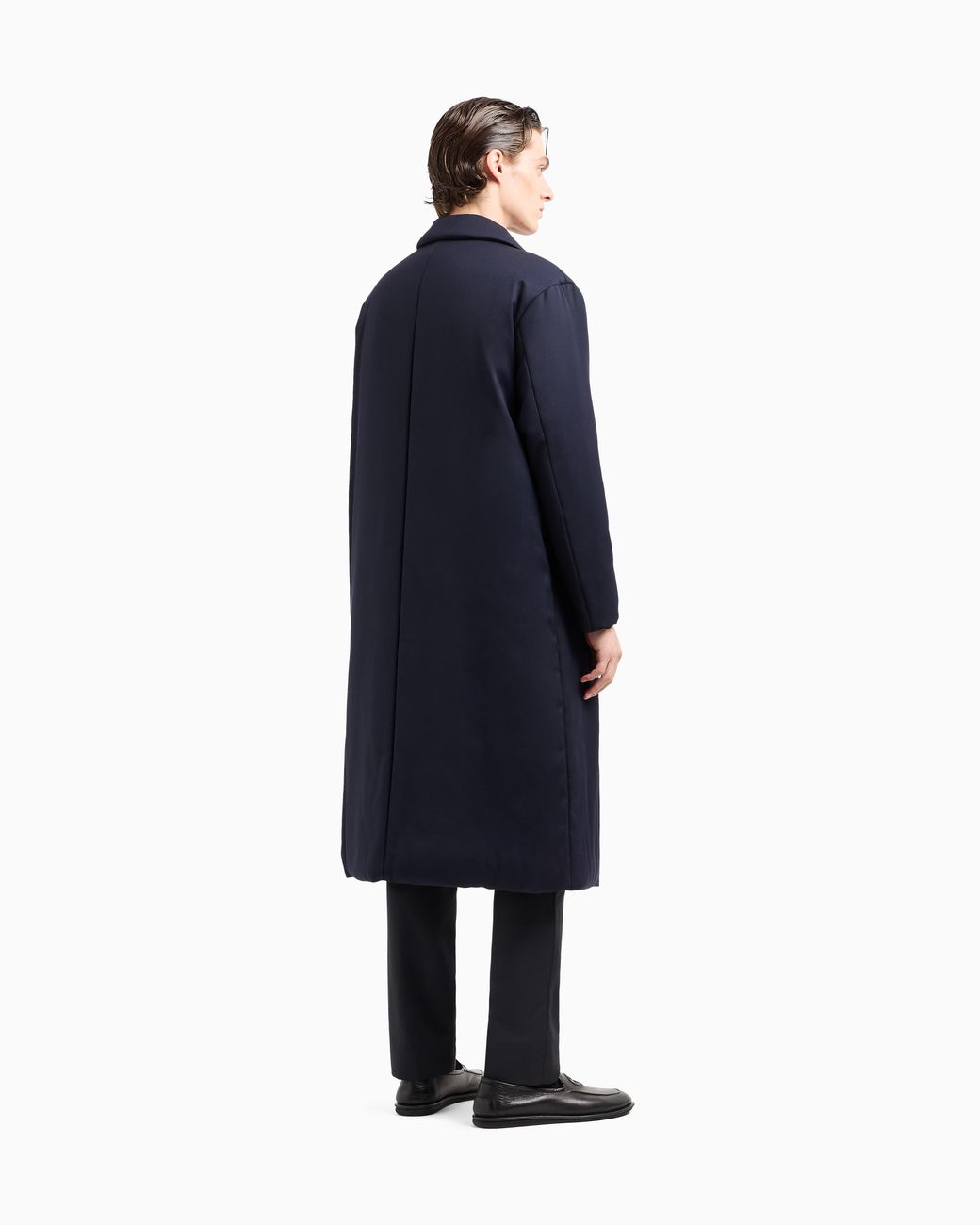 Giorgio Armani Blue Double-Breasted Padded Coat for men