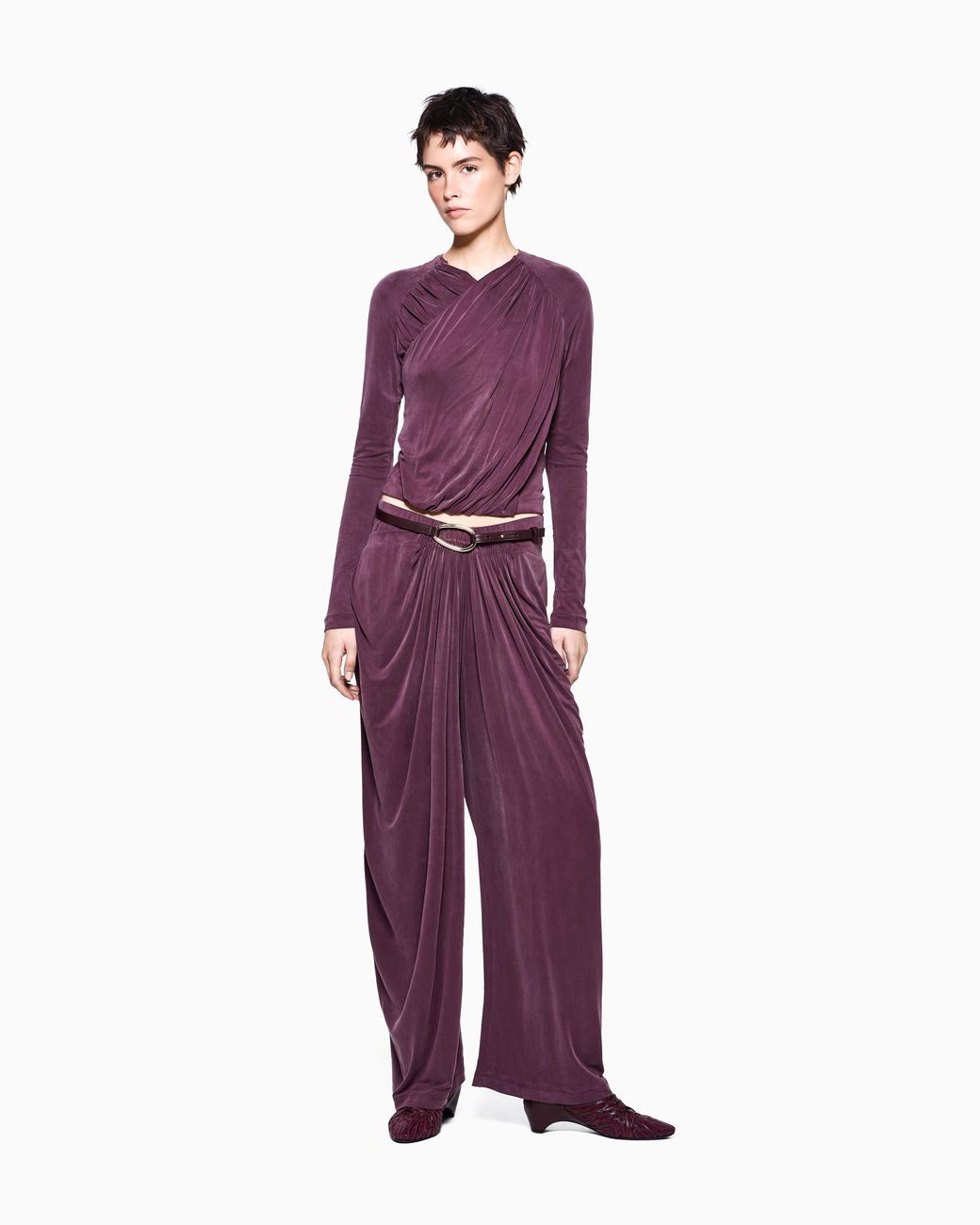 Giorgio Armani Purple Trouser With Wide Leg And Front Draping