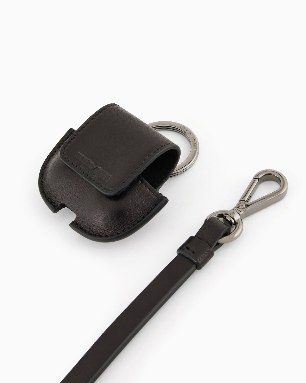 Giorgio Armani White Nappa Airpods Case With Strap And Metal Carabiner for men