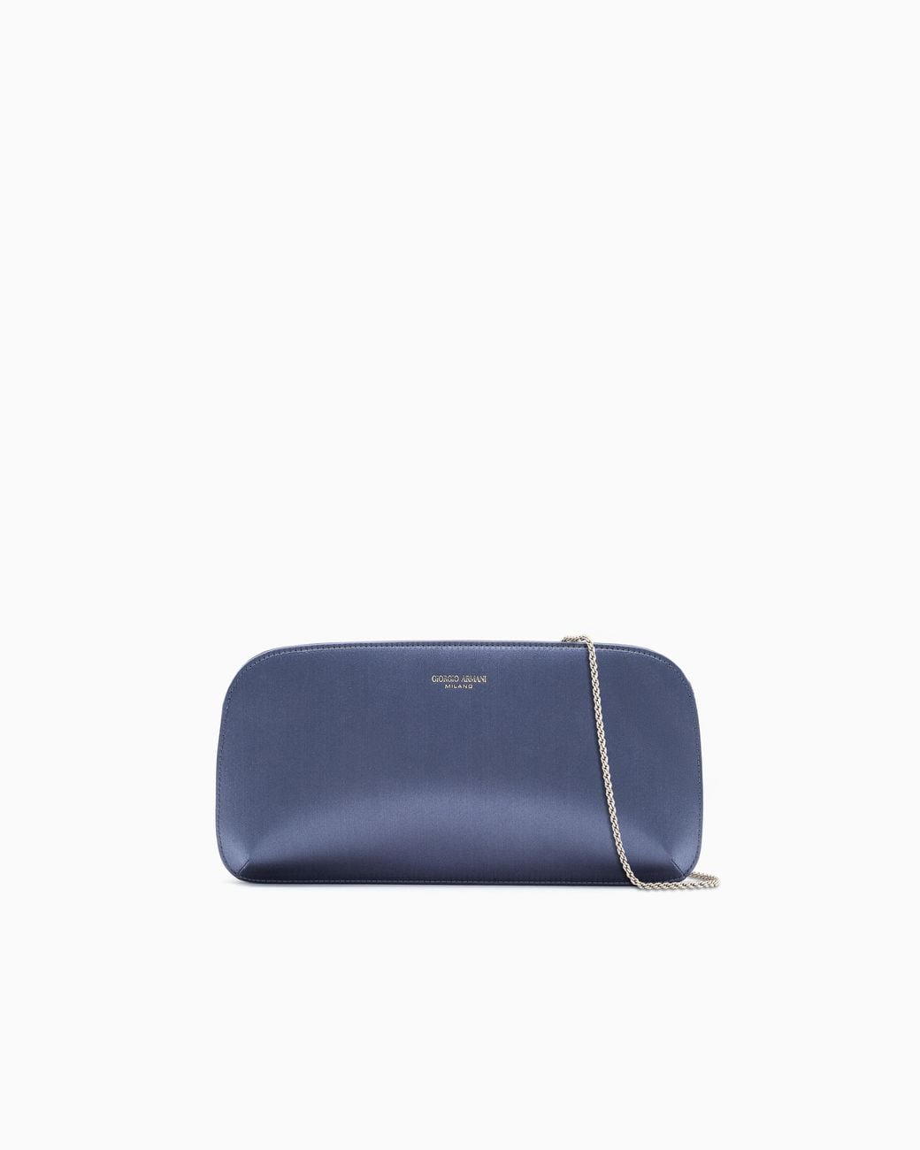 Giorgio Armani Blue Satin Horizontal La Prima Clutch Bag