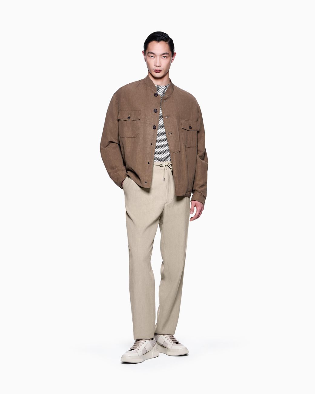 Giorgio Armani Gray Single-Pleat, Linen-Canvas Trousers for men