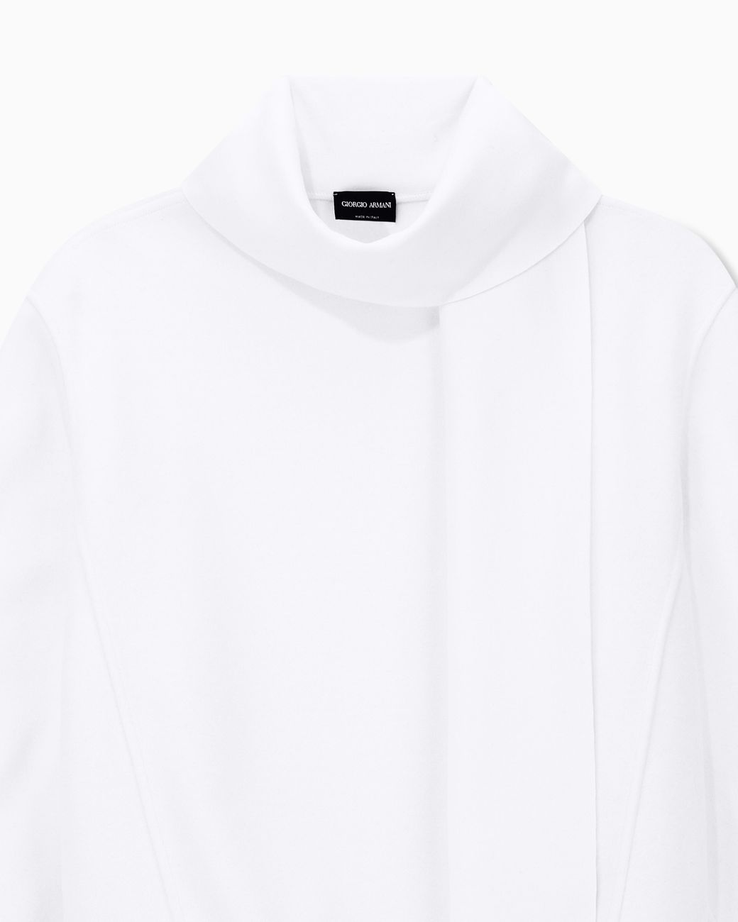 Giorgio Armani White Jumper Long-Sleeved Wool Sweater With Scarf Sewn Onto Neck