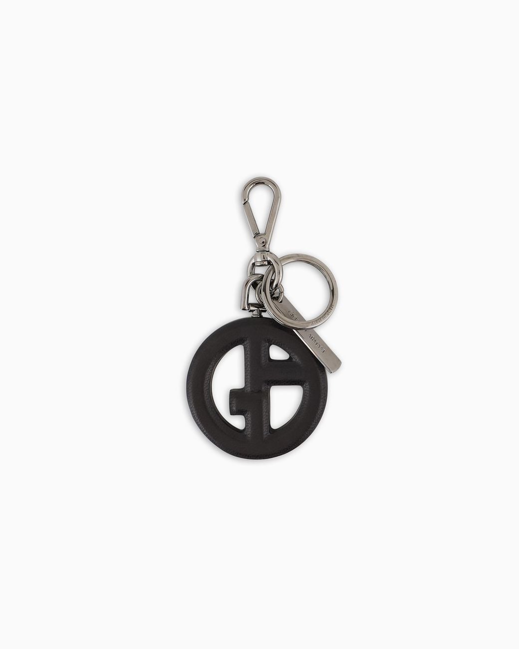 Giorgio Armani White Tassel Keychain With Perforated Circular Detail for men