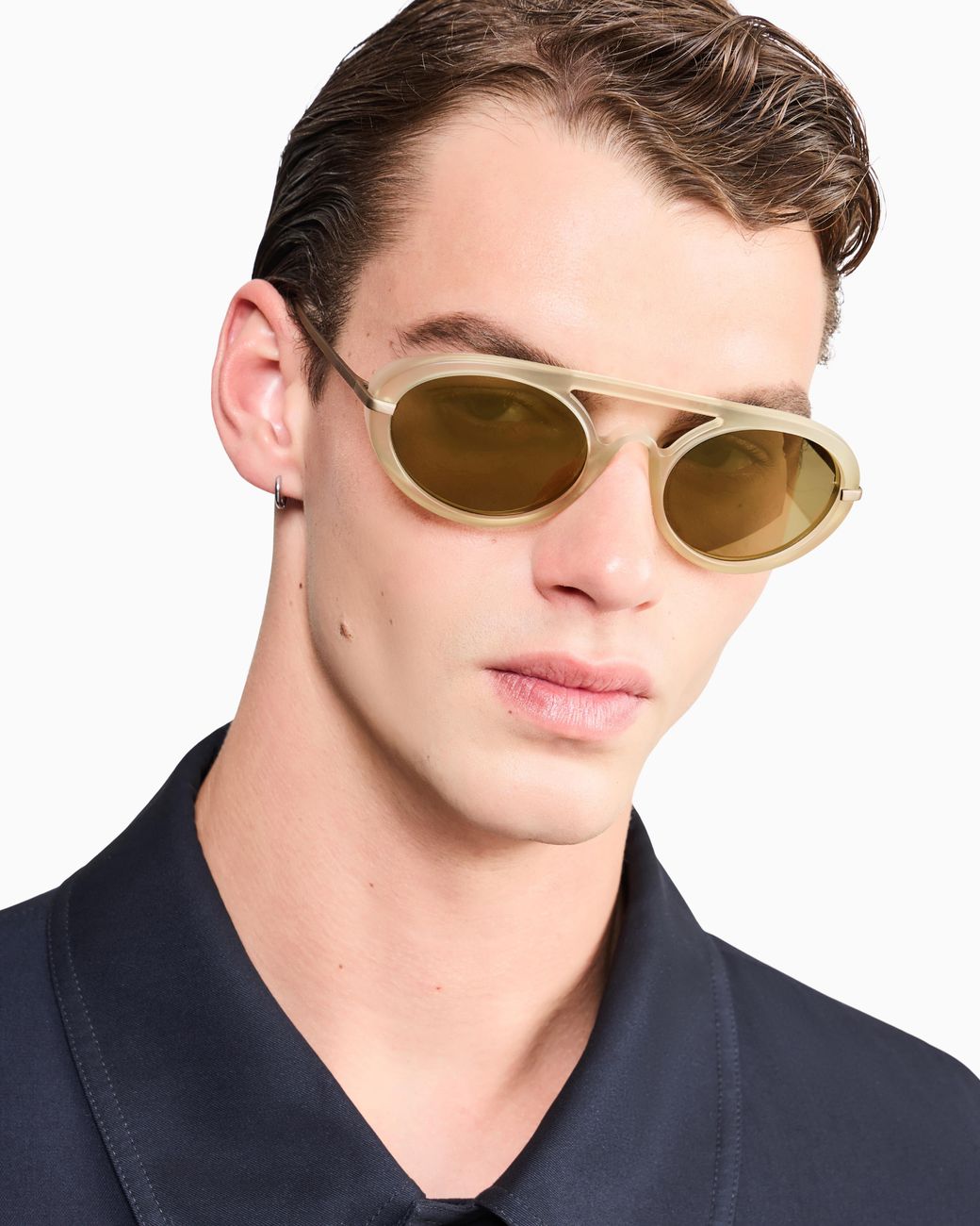 Giorgio Armani White Oval Sunglasses for men