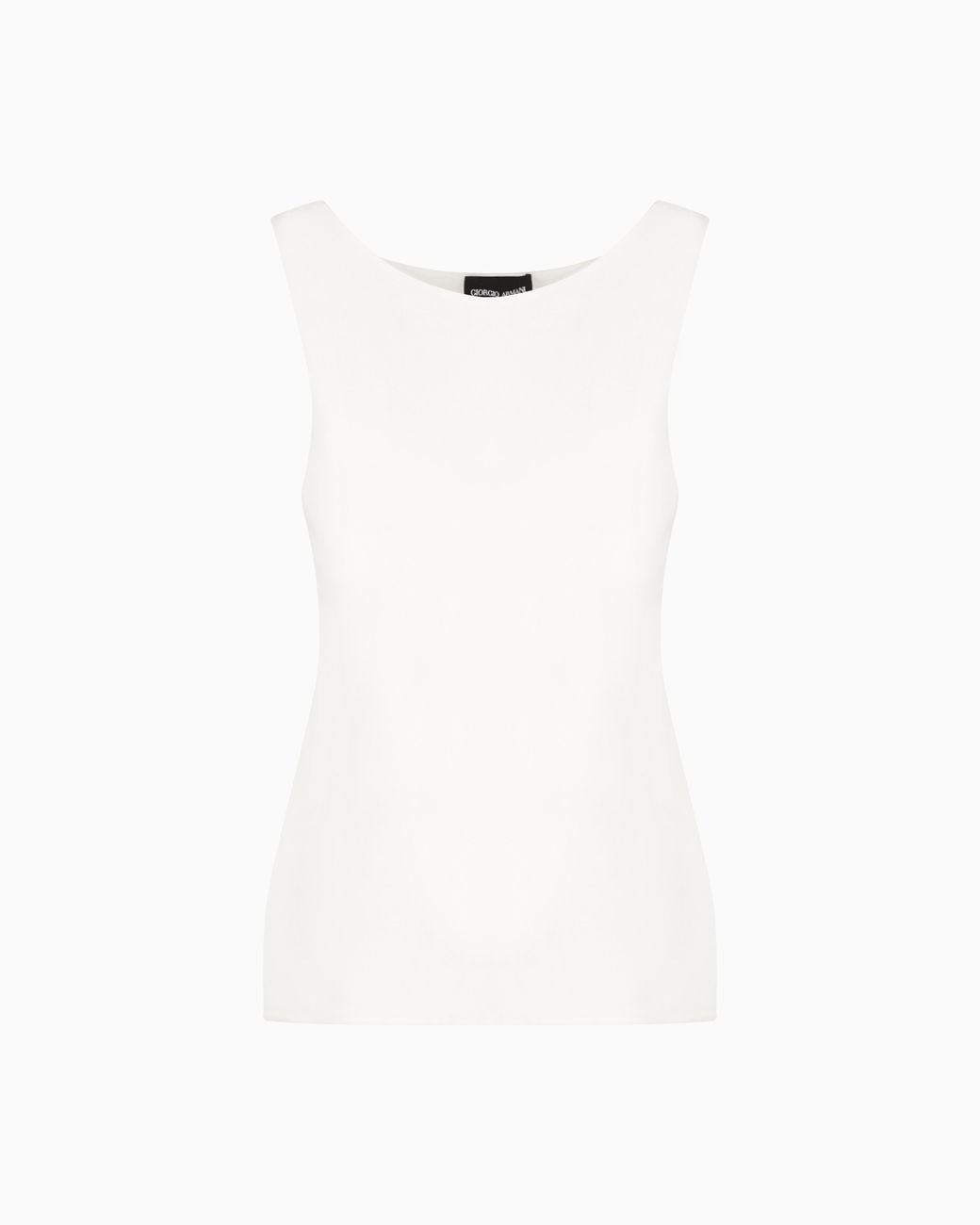 Giorgio Armani White Silk Top With A Sleeveless Crew Neck