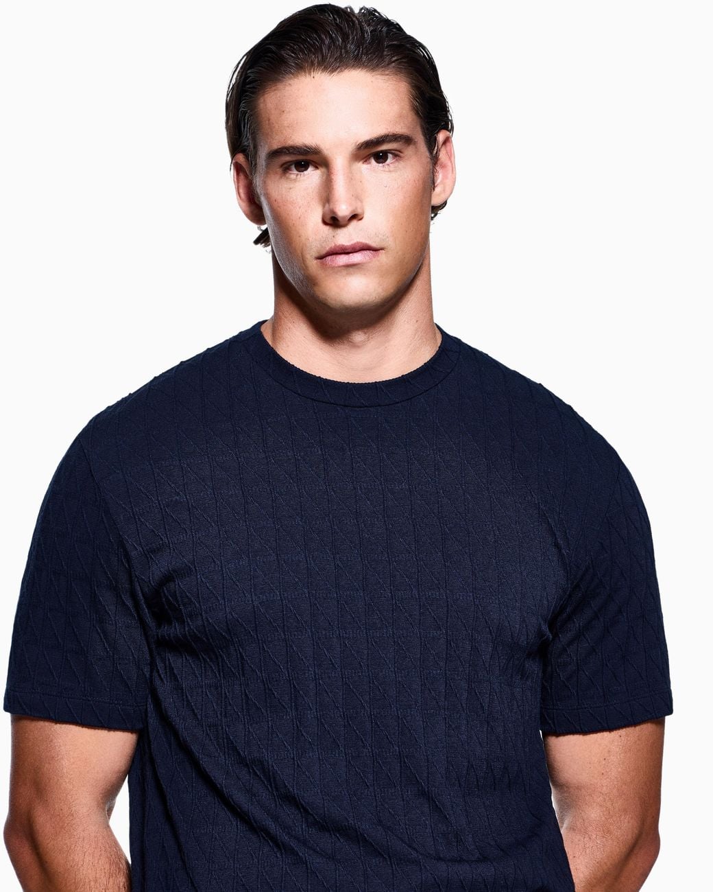 Giorgio Armani Blue Asv Stretch Cashmere And Viscose-Blend Crew-Neck T-Shirt for men