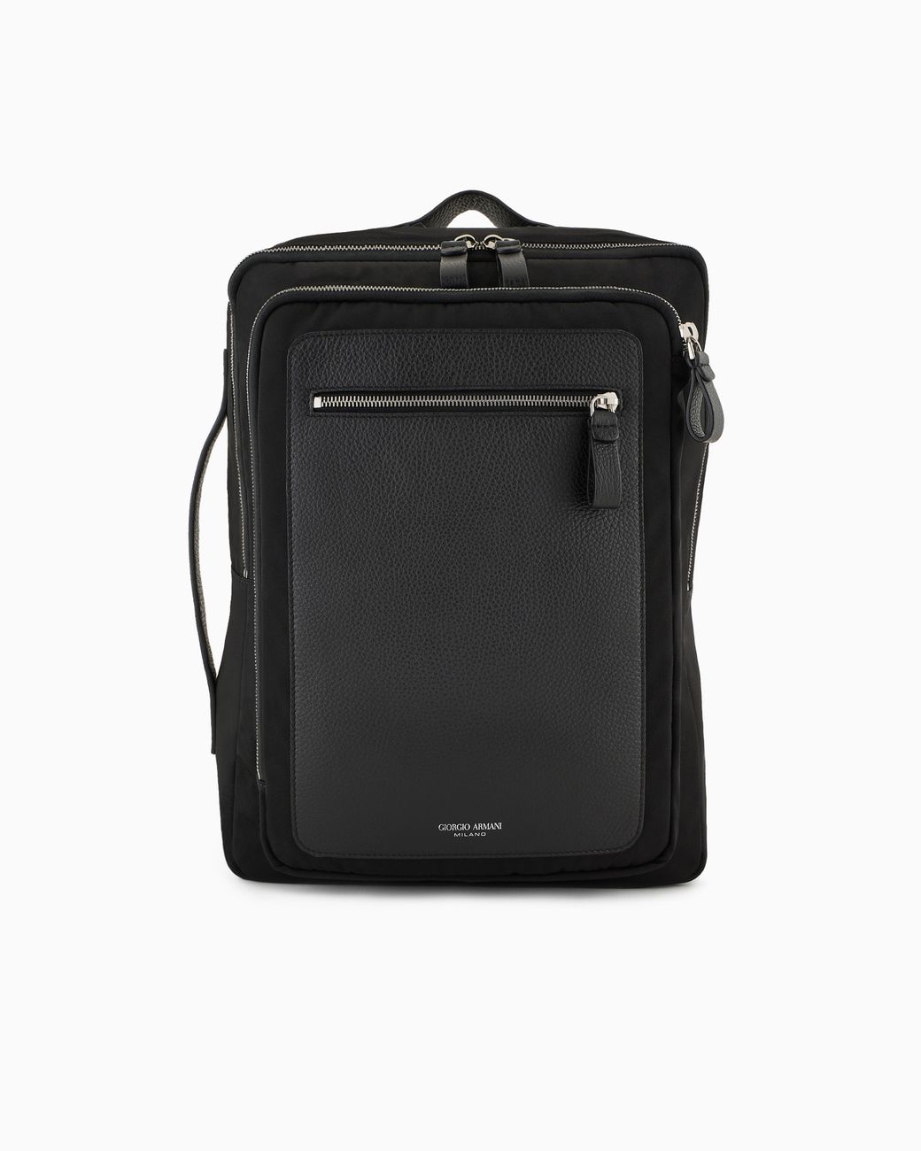 Giorgio Armani Black Nylon And Pebbled-Leather Backpack for men