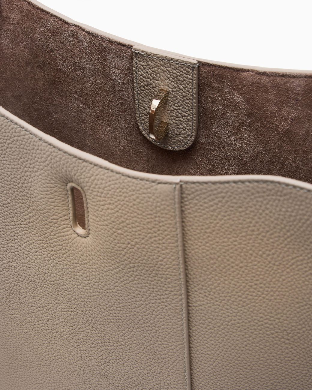 Giorgio Armani Natural Pebbled Leather Shoulder Bag