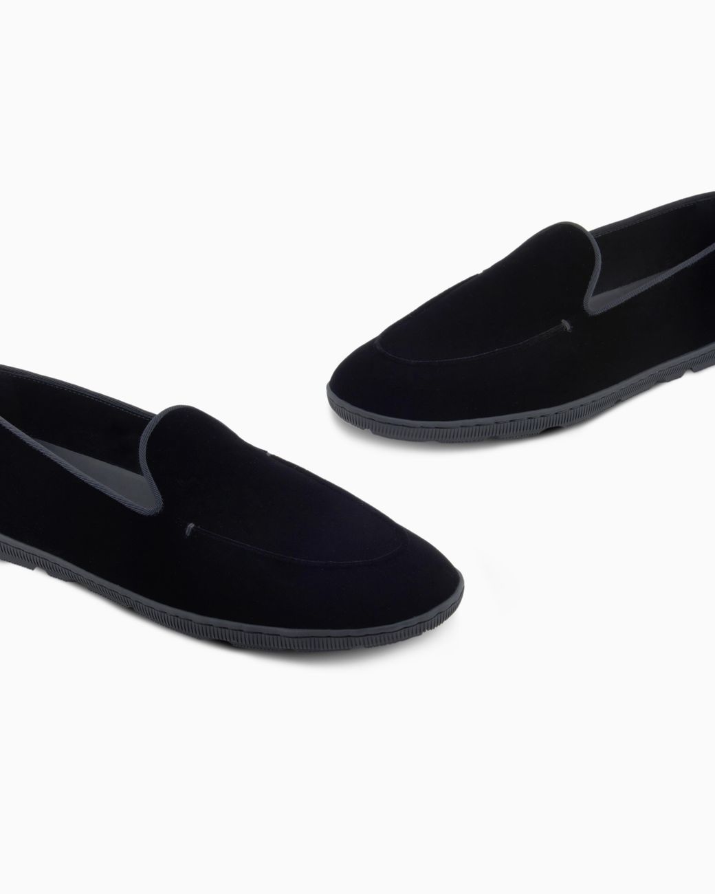 Giorgio Armani White Velvet Slip On Shoes With A Flexible Rubber Sole for men
