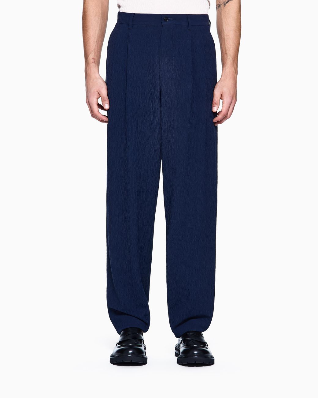 Giorgio Armani Blue Double Pleat Trousers for men