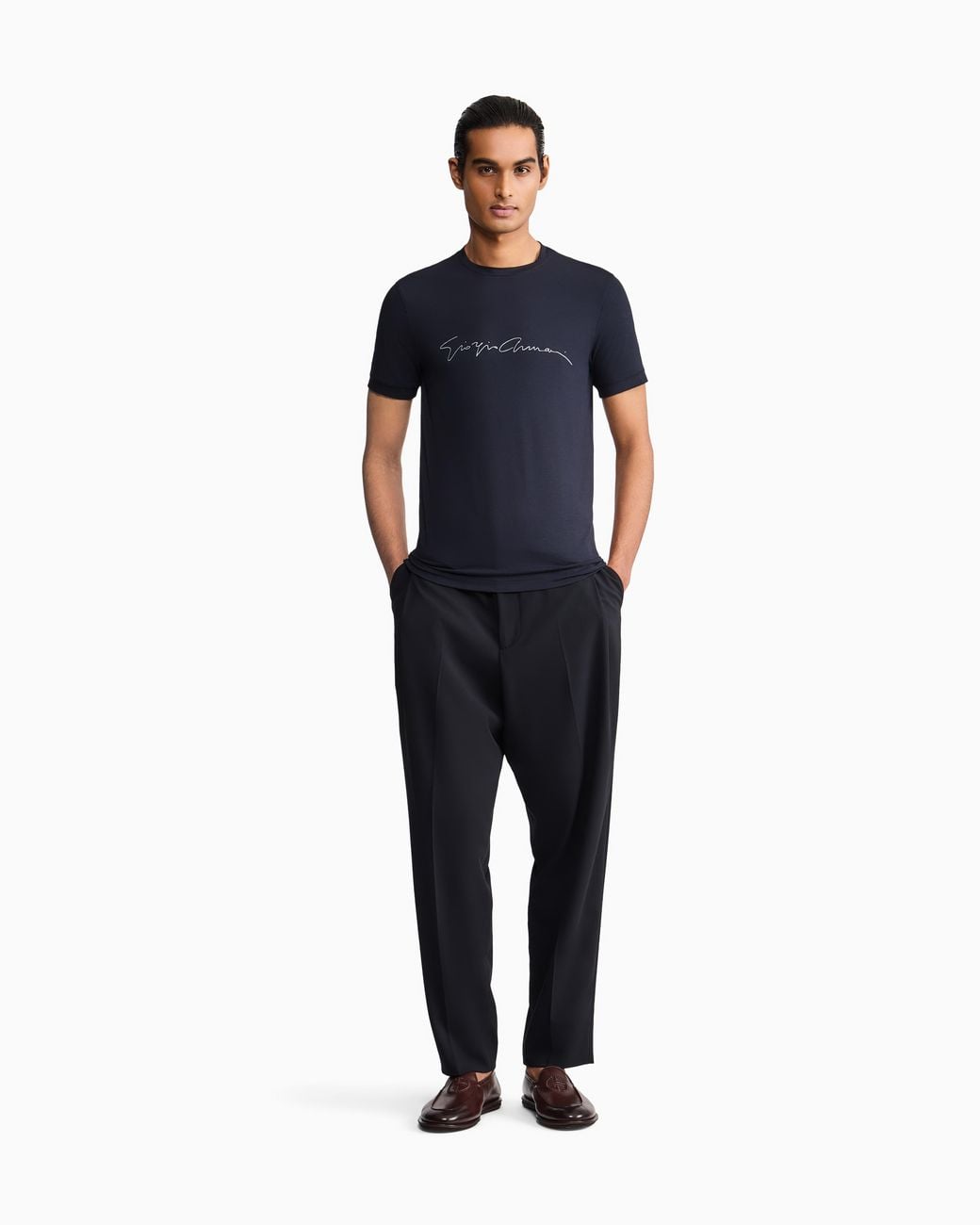 Giorgio Armani Blue Crew-Neck T-Shirt for men