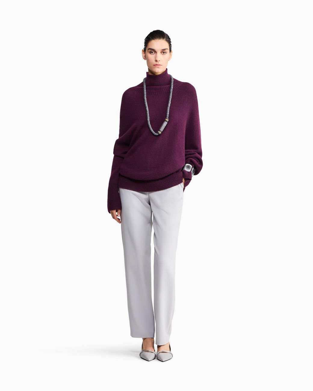 Giorgio Armani Purple Oversized Turtleneck Sweater
