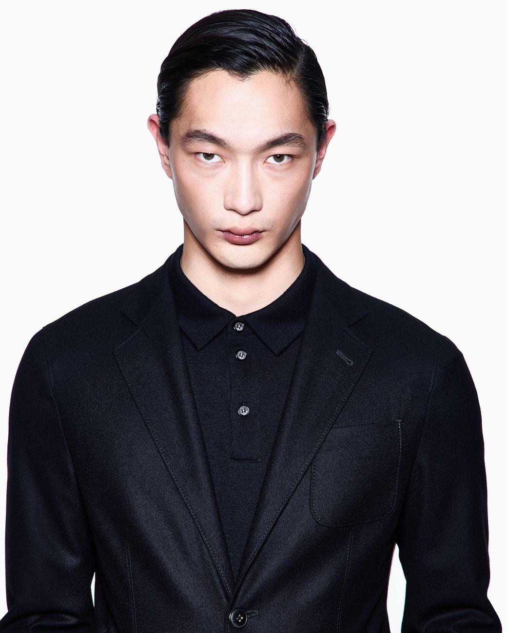 Giorgio Armani Black Upton Line Single-Breasted Jacket for men