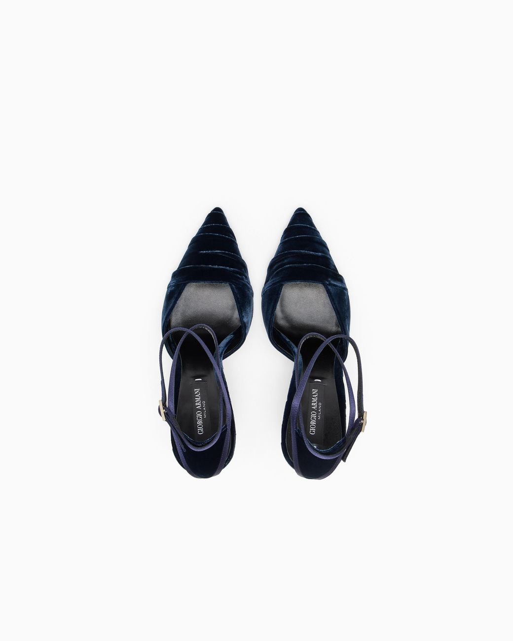 Giorgio Armani White Velvet Pumps With Strap And Stiletto Heel