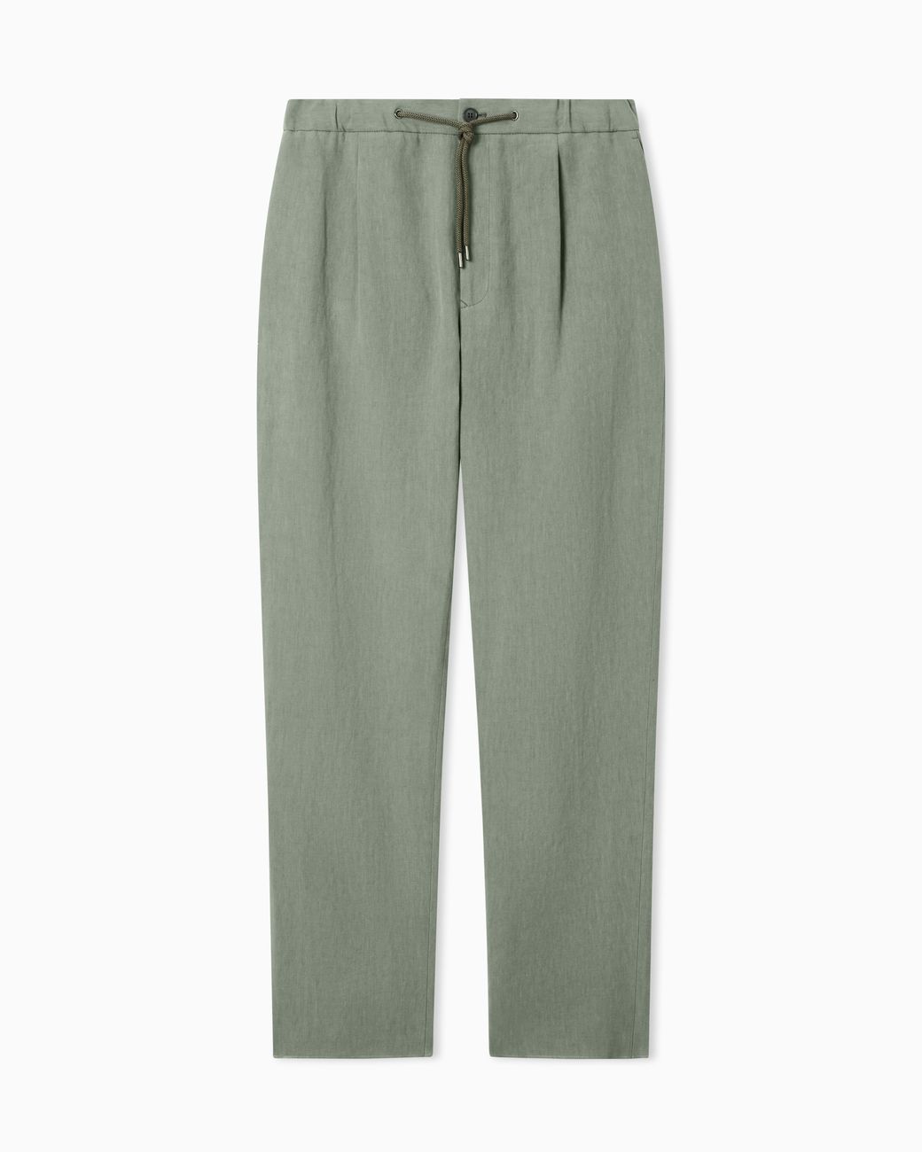 Giorgio Armani Green Single-Pleat, Linen-Canvas Trousers for men