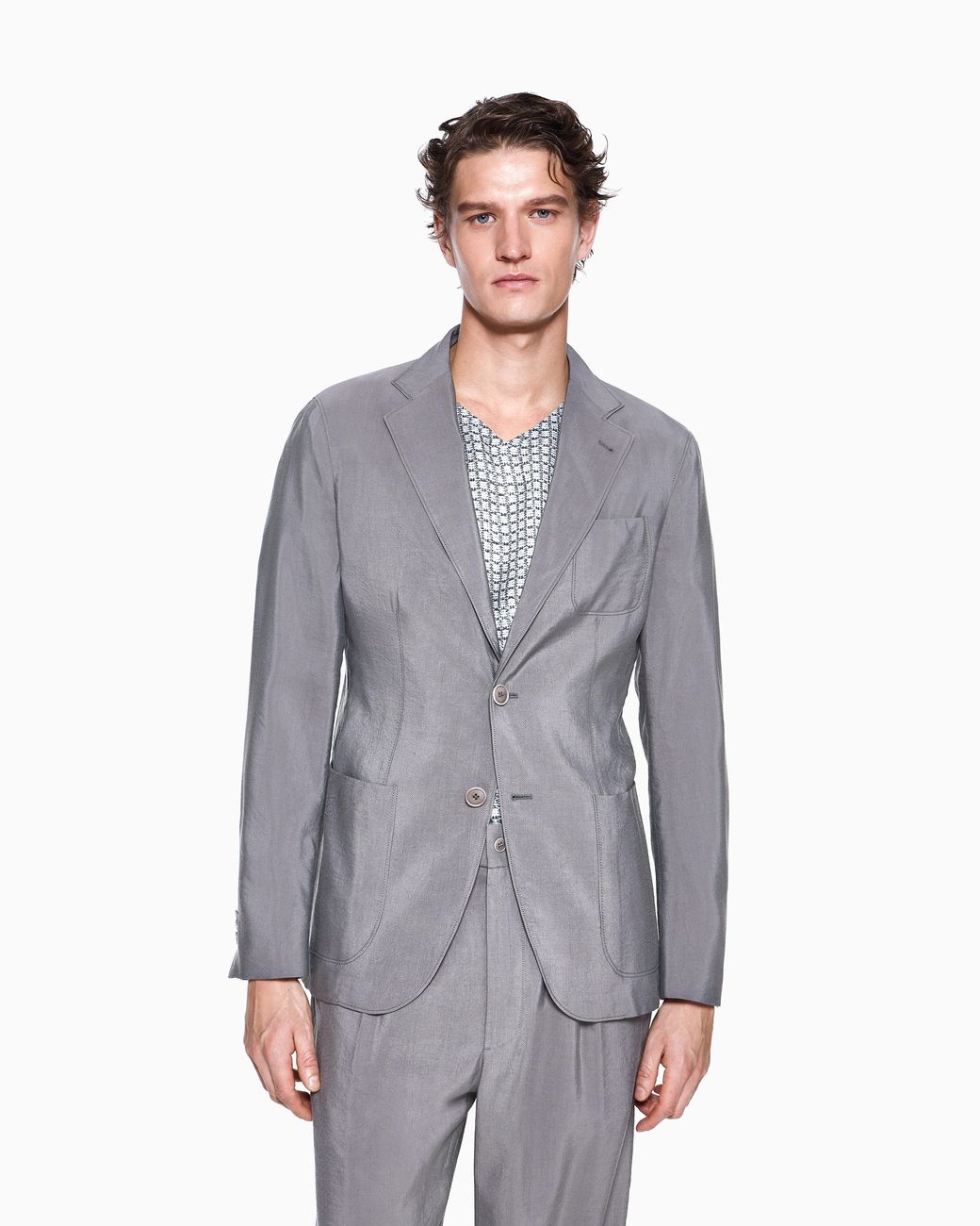 Giorgio Armani Gray Upton Single-Breasted Blazer for men