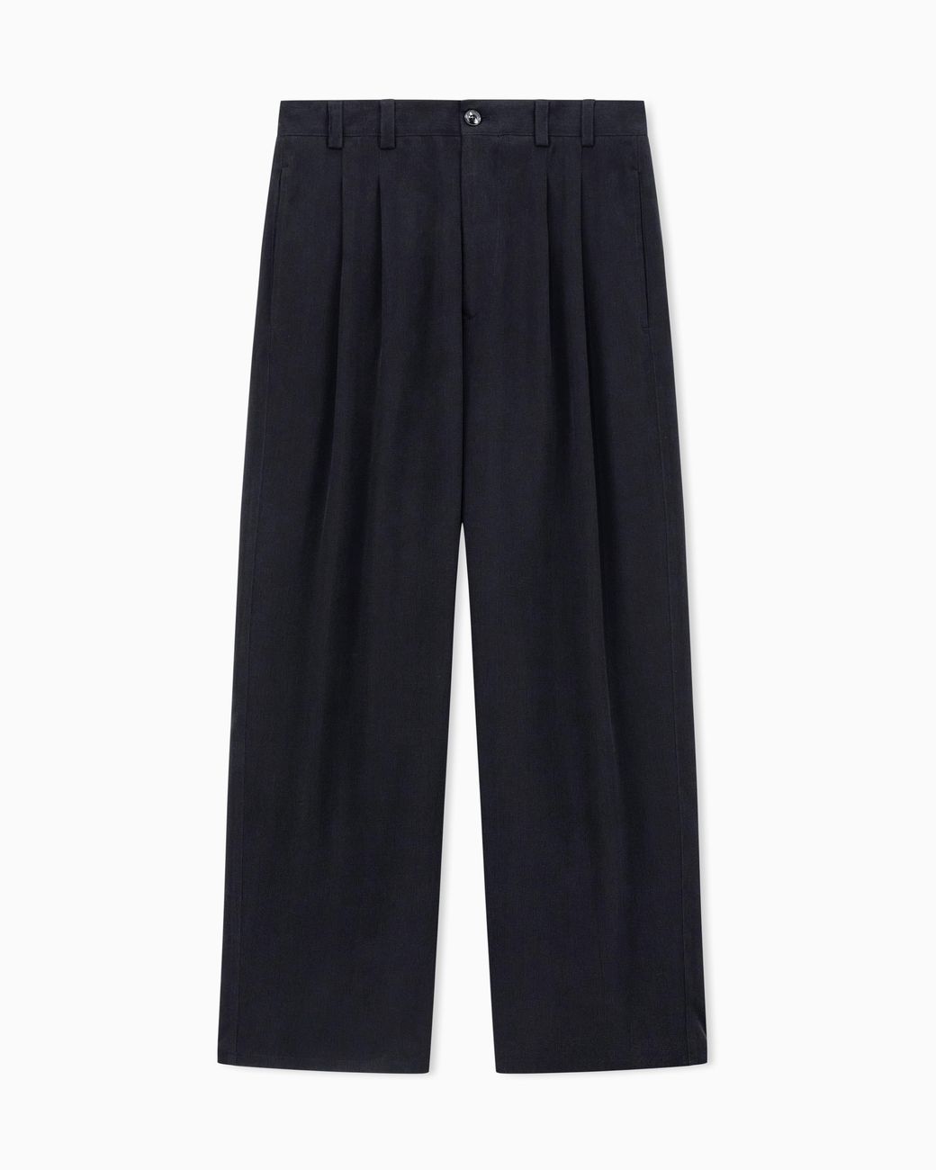 Giorgio Armani Blue Cupro Basketweave Double-Pleat Trousers for men