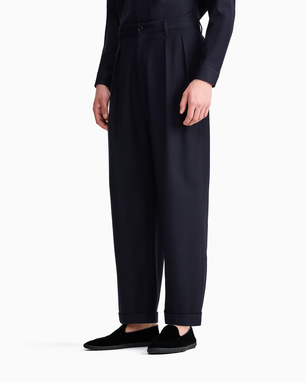 Giorgio Armani Blue For Alanui Pure Virgin Wool Double-Pleat Trousers for men