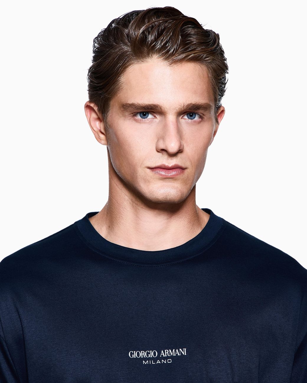 Giorgio Armani Blue Crew Neck T-Shirt for men