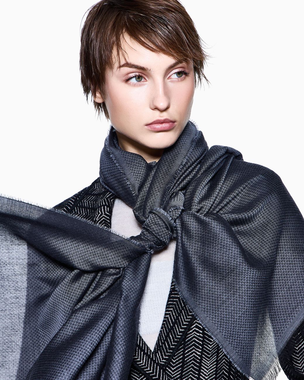 Giorgio Armani Blue Cashmere, Modal, Cotton And Silk Stole