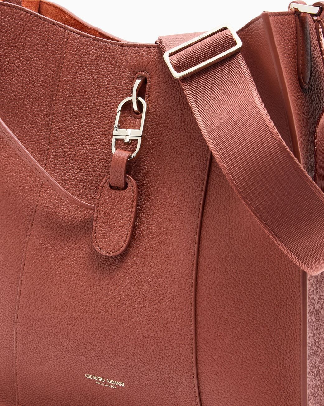 Giorgio Armani Red Pebbled Leather Shoulder Bag