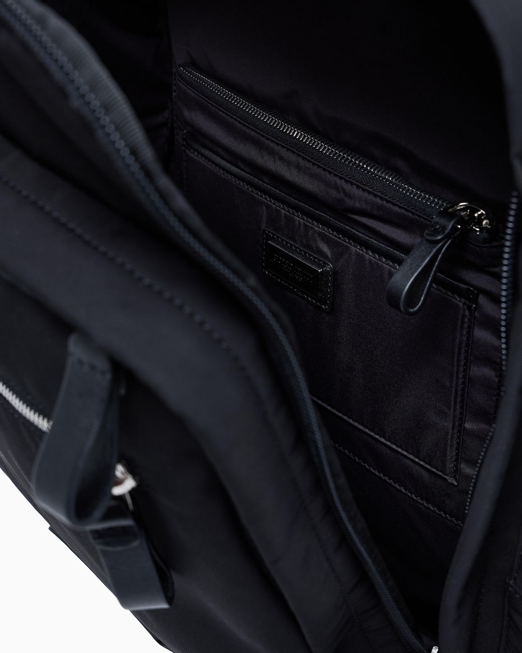Giorgio Armani Black Nylon Backpack With Leather Details for men