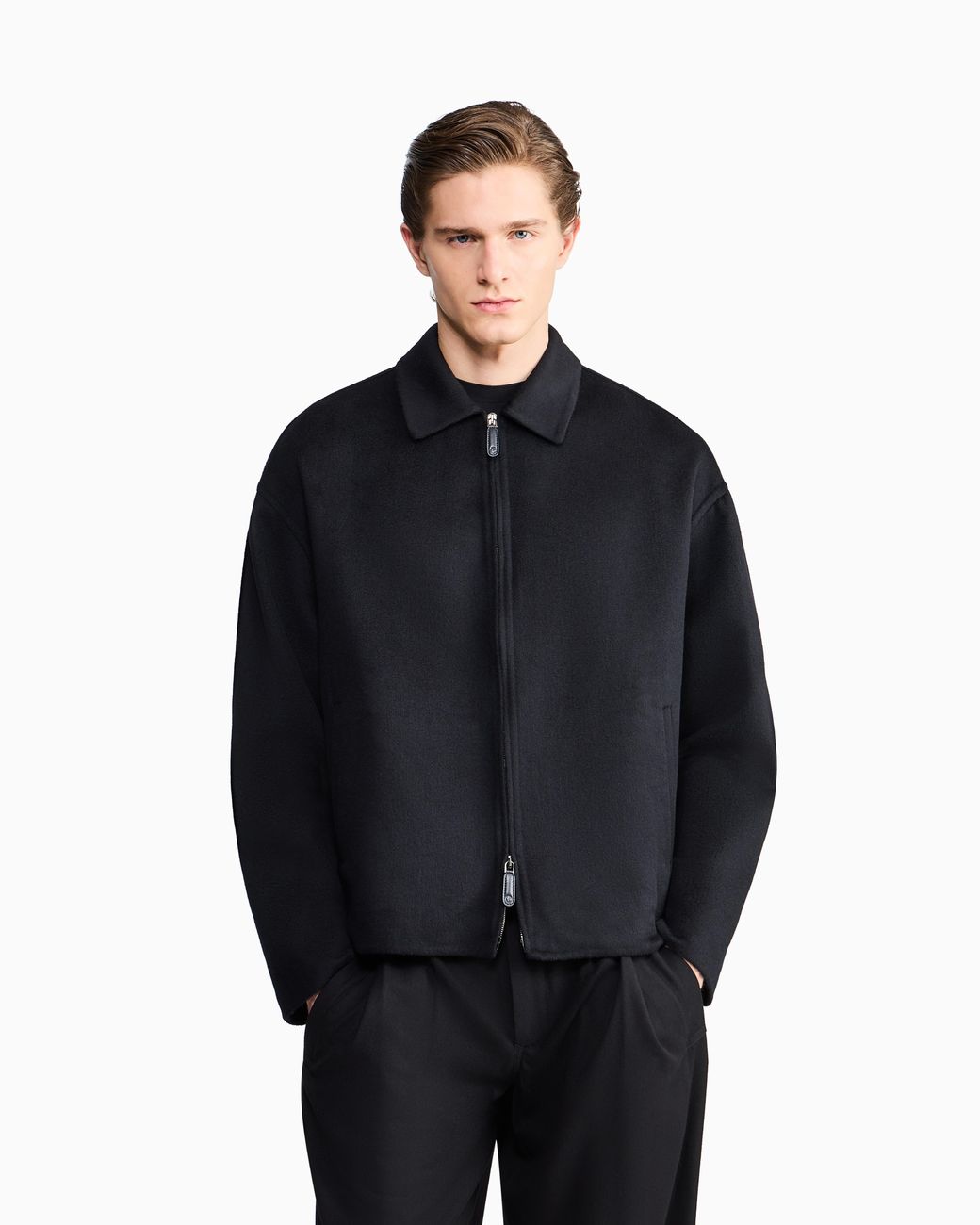 Giorgio Armani Black Double Cashmere Cloth Blouson for men