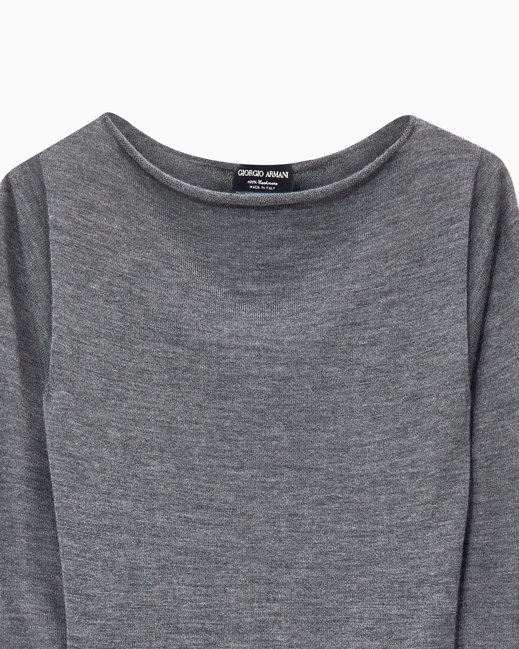 Giorgio Armani Gray Sweater Seamless Cashmere Round Neck Long Sleeve