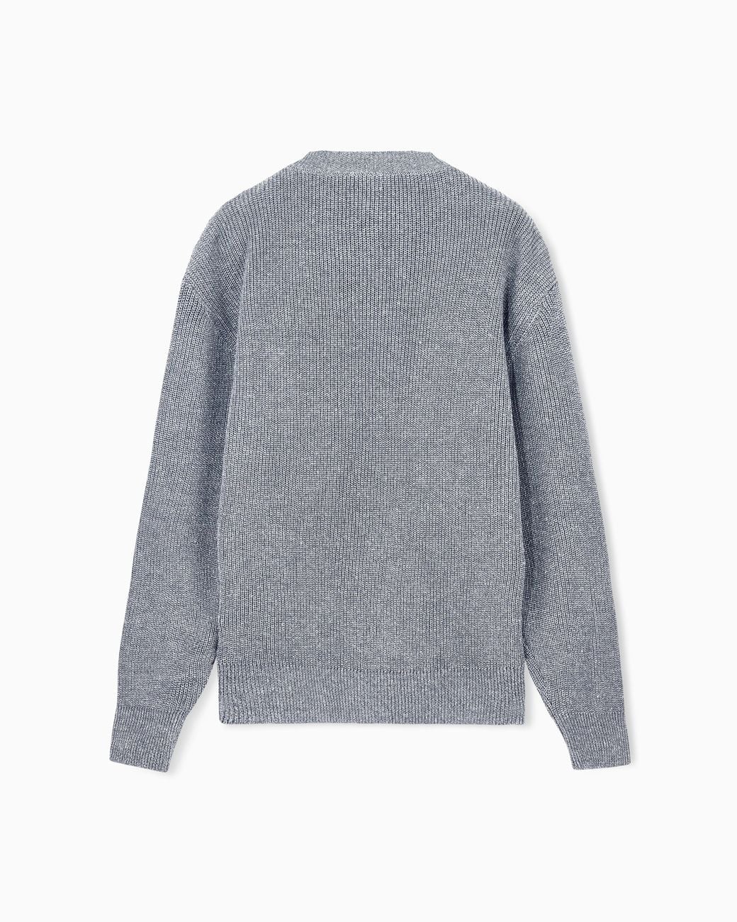 Giorgio Armani Blue Cardigan Regular Fit Ribbed Linen Cotton Cashmere Silk for men