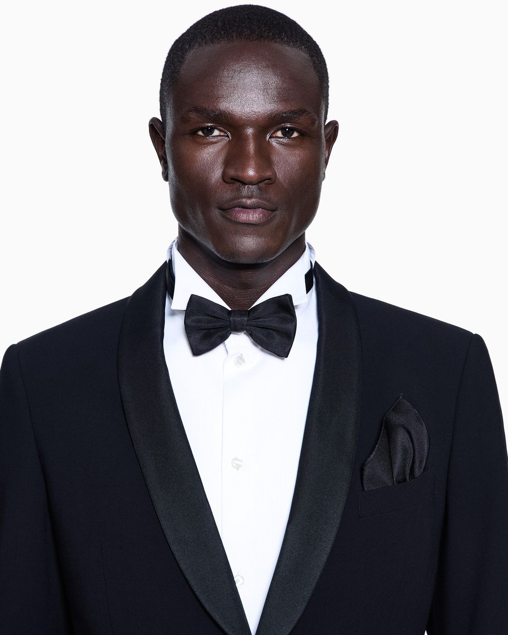 Giorgio Armani Black Pure Silk Knotted Bow Tie for men