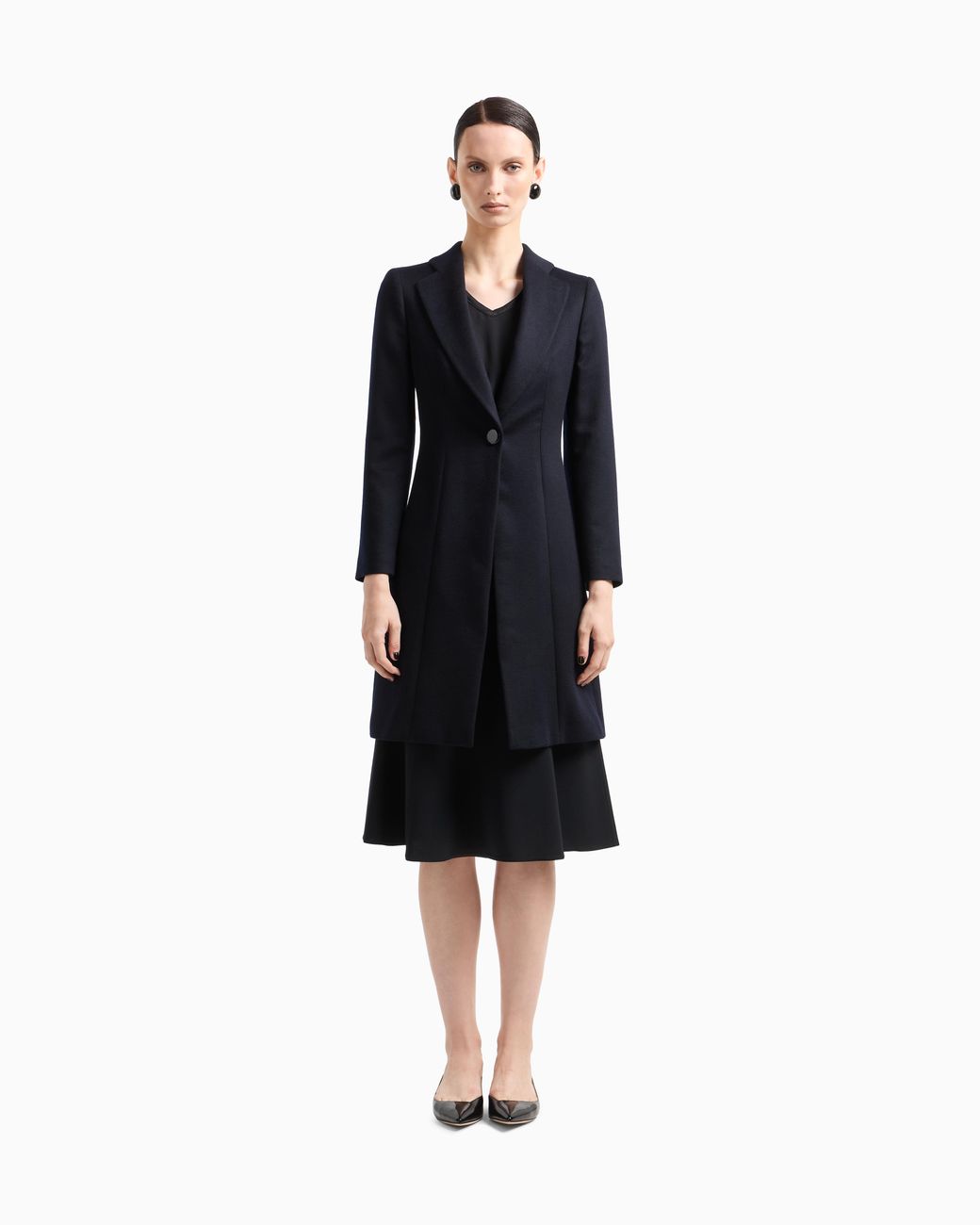 Giorgio Armani Blue Pure Cashmere Single-Breasted Coat