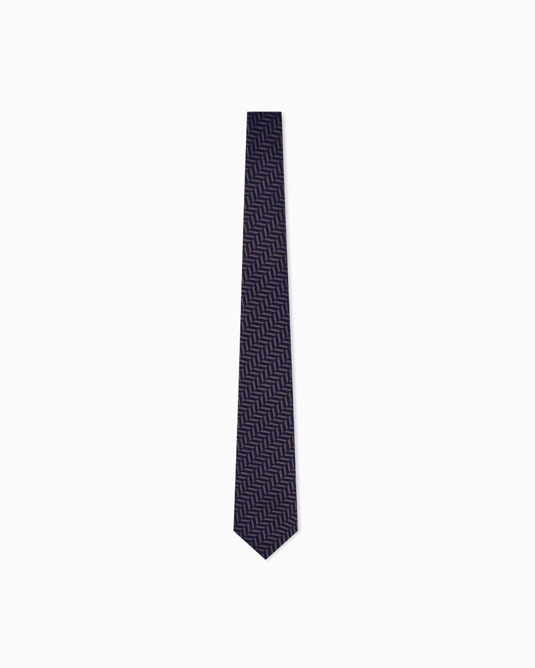 Giorgio Armani Blue Silk Tie With Herringbone Pattern for men
