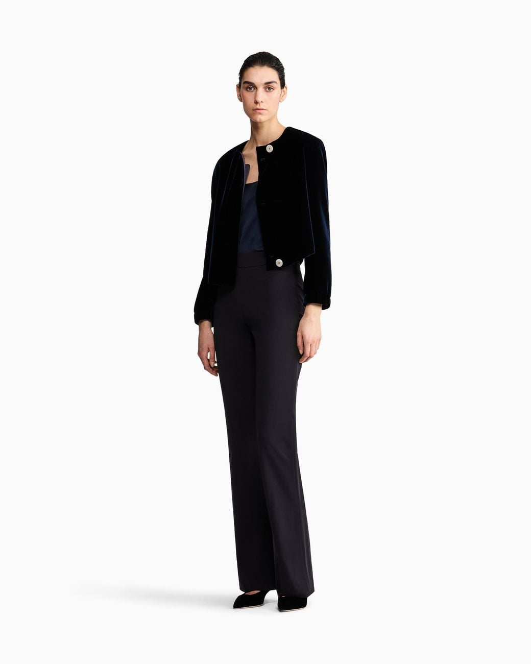Giorgio Armani Blue Silk Charmeuse Top