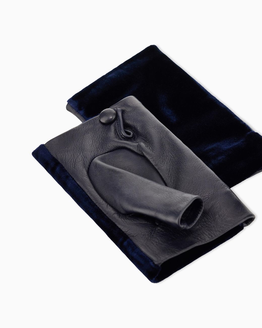 Giorgio Armani Black Velvet And Leather Muff With Silk Lining