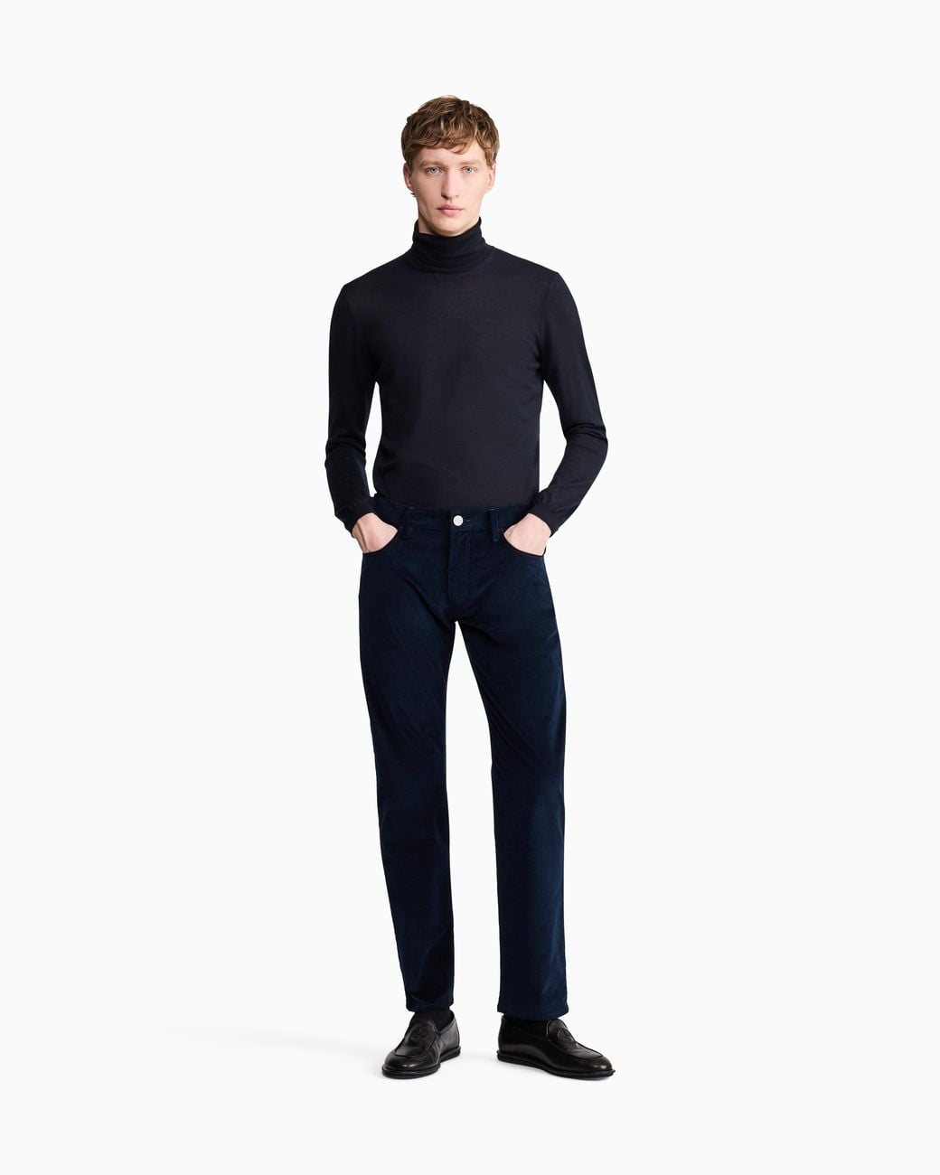 Giorgio Armani Blue Five-Pocket Corduroy Trousers for men