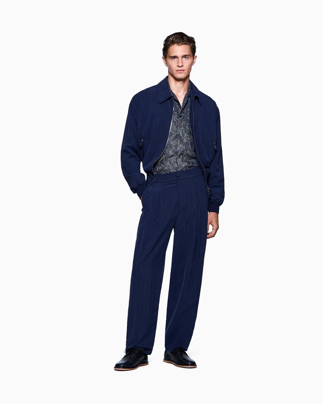 Giorgio Armani Blue Viscose And Silk Shirt With Pockets for men