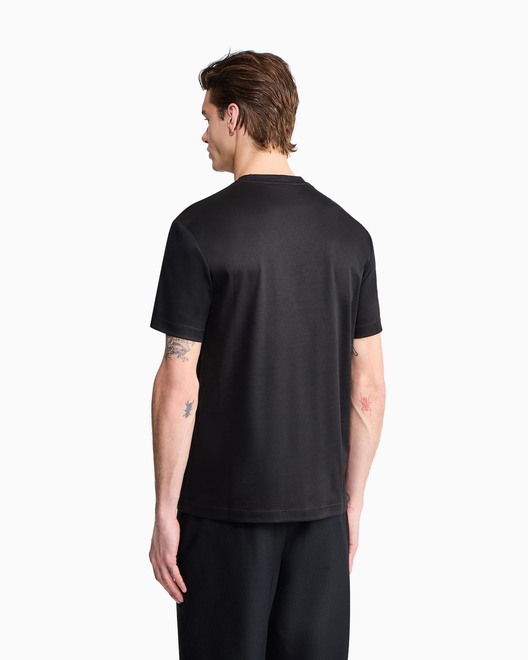 Giorgio Armani Black Short-Sleeve Cotton Interlock T-Shirt With Logo for men