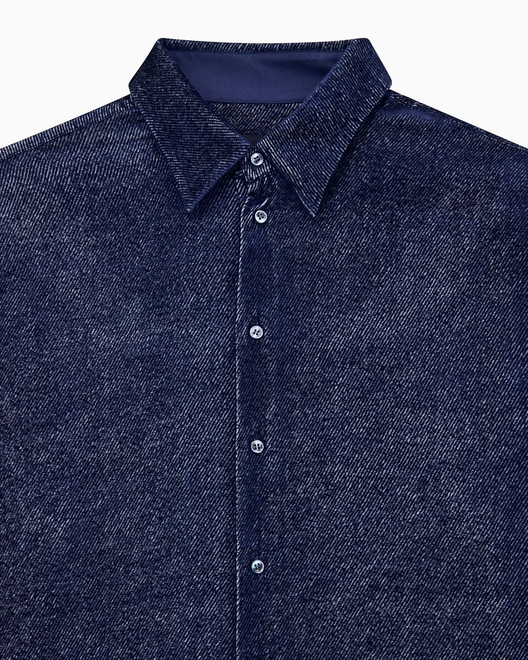 Giorgio Armani Blue Shirt Silk-Blend Devoré Velvet Twill Design for men