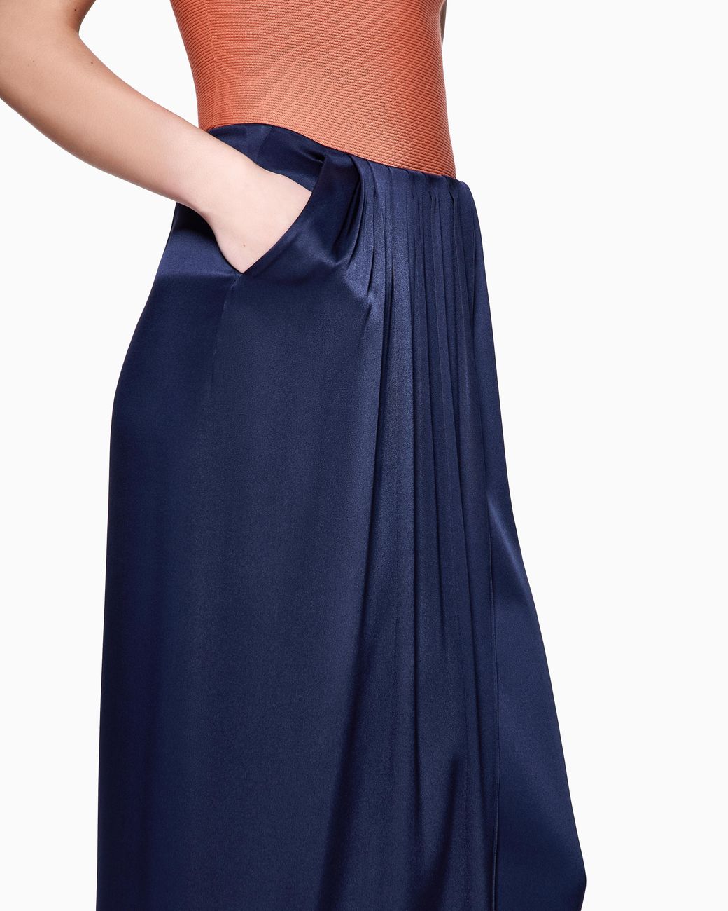 Giorgio Armani Blue Long Silk Wrap Skirt