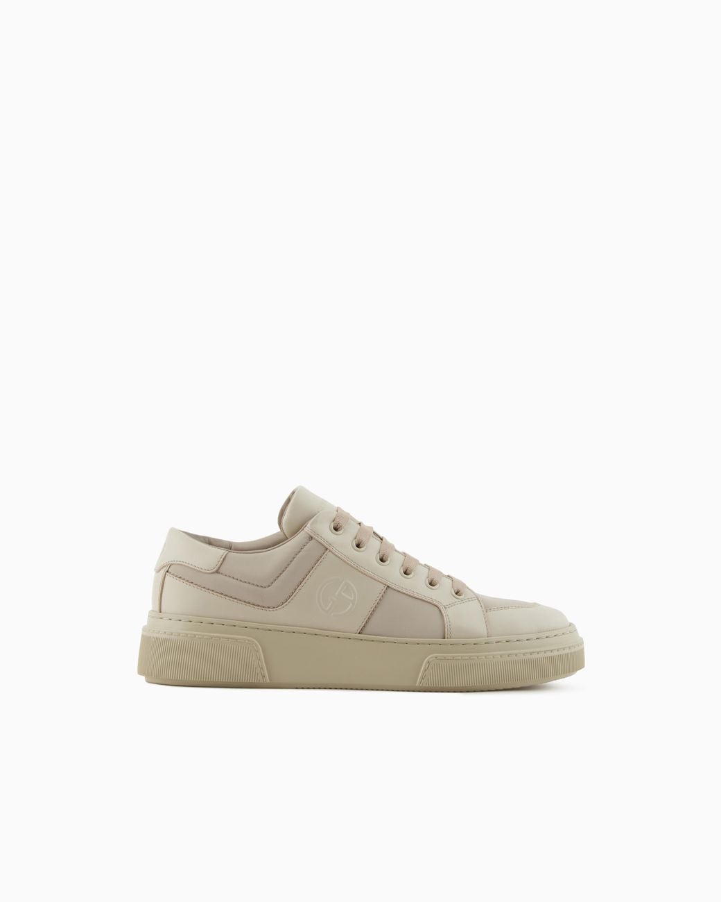 Giorgio Armani White Leather And Fabric Sneakers for men