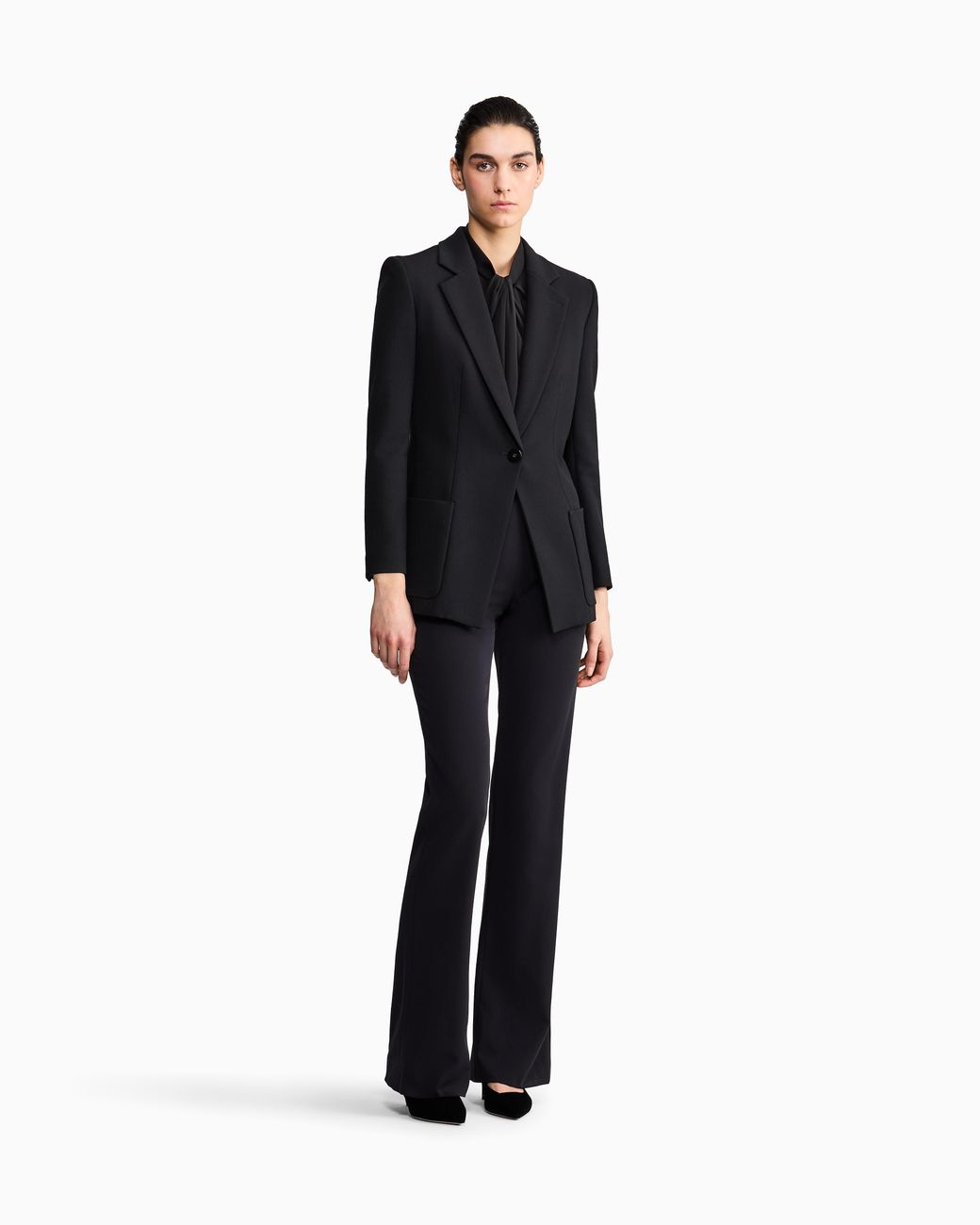 Blusa Georgette De Seda Lavada Con Nudo Giorgio Armani de color Black