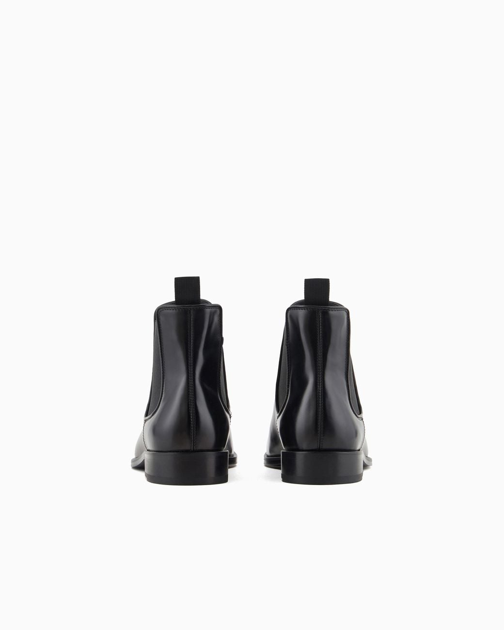 Giorgio Armani Black Antique-Effect Leather Ankle Boots for men