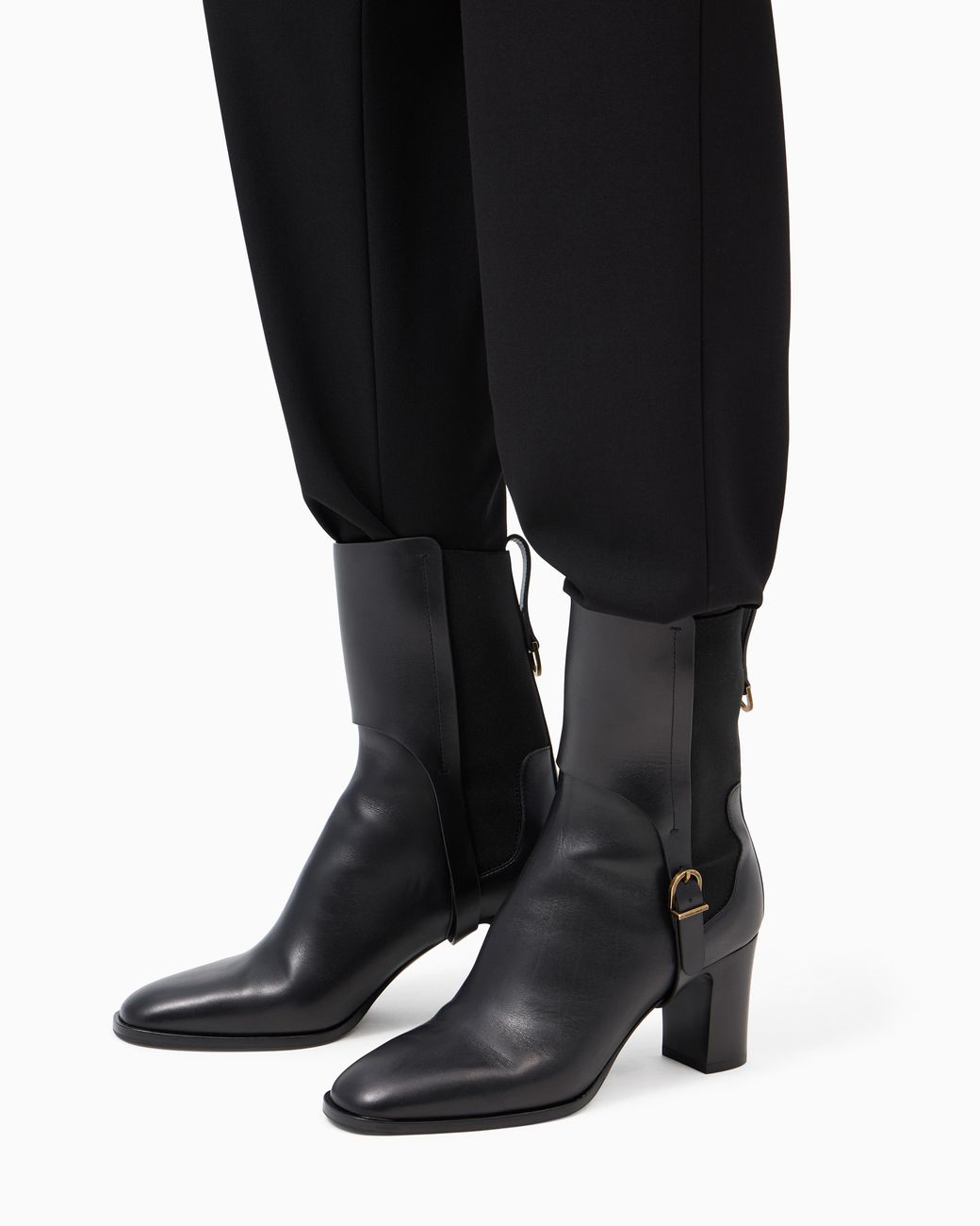 Giorgio Armani Black Boot With Rubber Details And Leather Sole
