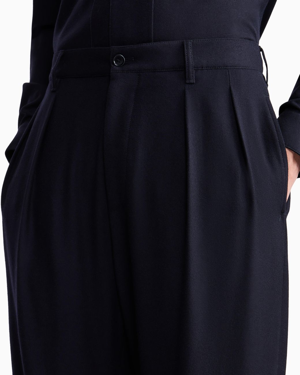 Giorgio Armani Blue For Alanui Pure Virgin Wool Double-Pleat Trousers for men