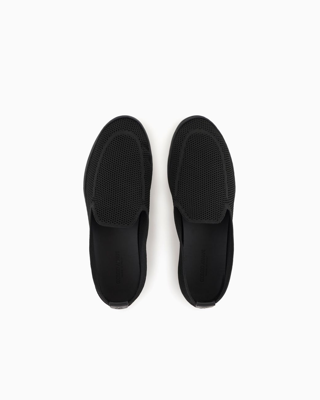 Giorgio Armani Black Breathable Mesh Slip-On Sneaker With Leather Inserts for men