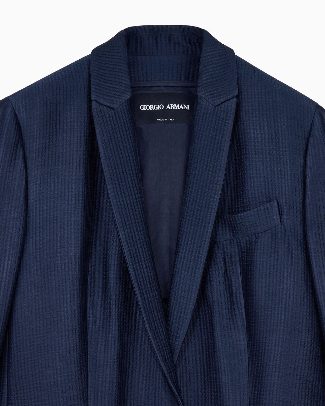 Giorgio Armani Blue Blazer Regular Fit Waffle Viscose And Wool