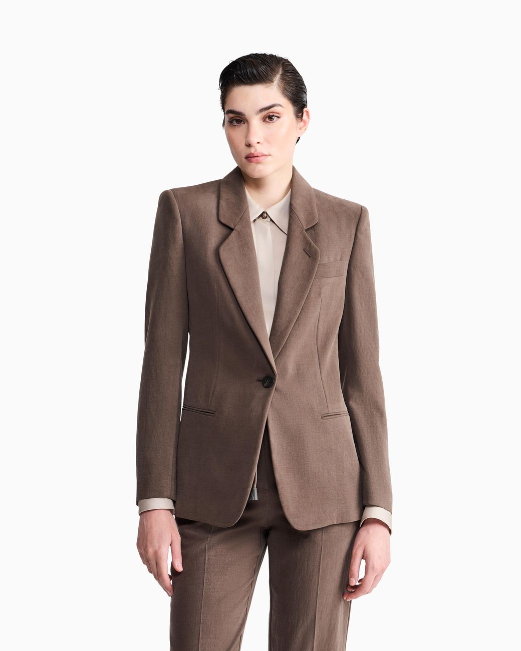 Giorgio Armani Brown Single-Breasted Blazer