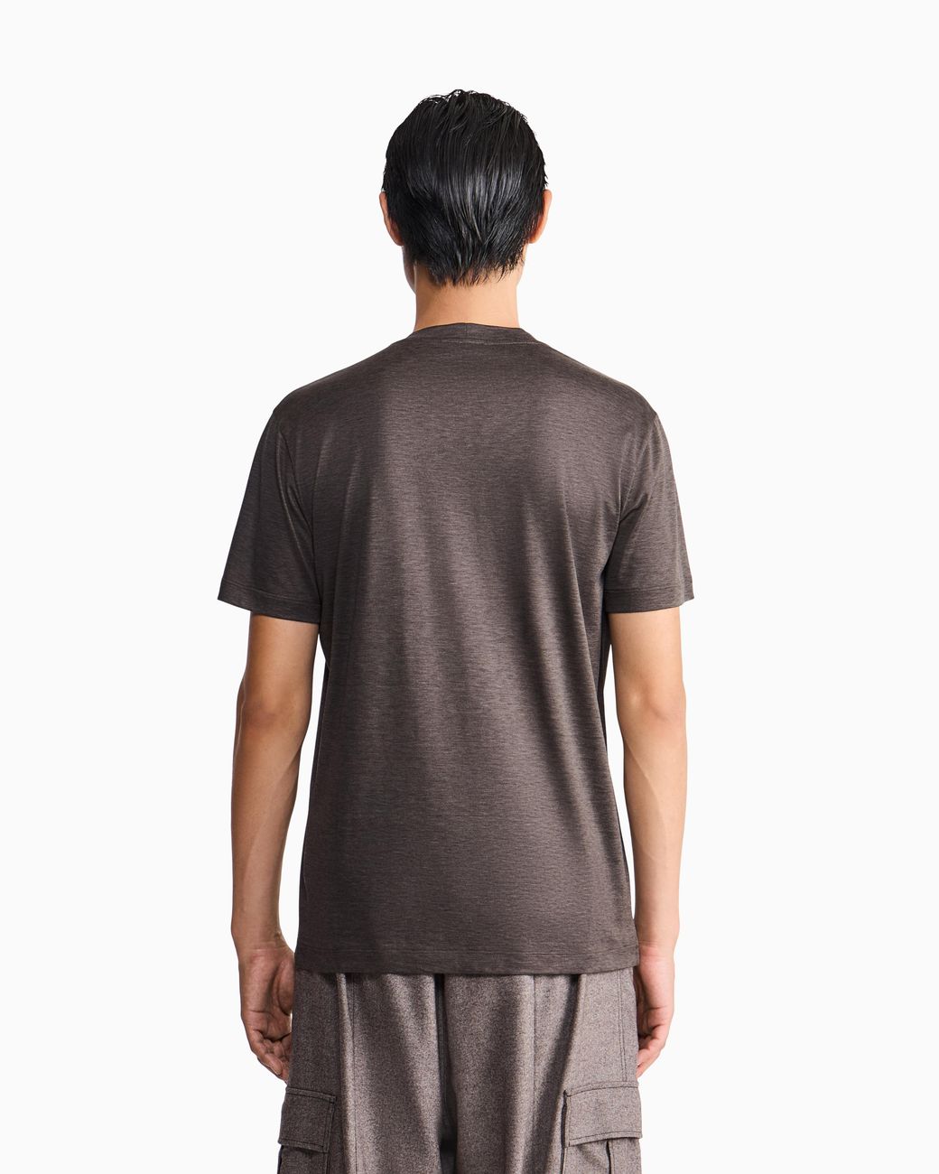 Giorgio Armani Gray Plain-Knit Jersey T-Shirt for men