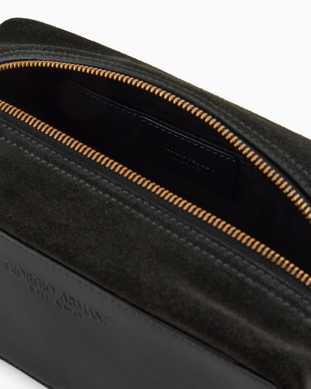 Giorgio Armani Black Suede Zipped Washbag for men